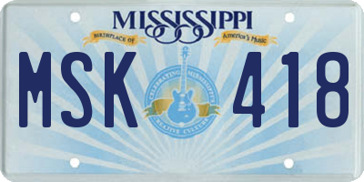 MS license plate MSK418