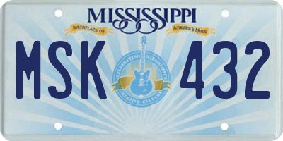 MS license plate MSK432