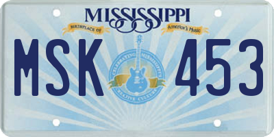 MS license plate MSK453