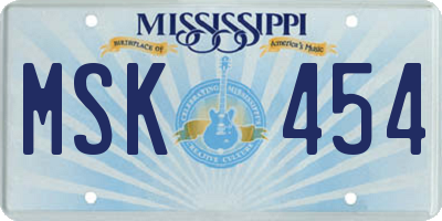 MS license plate MSK454