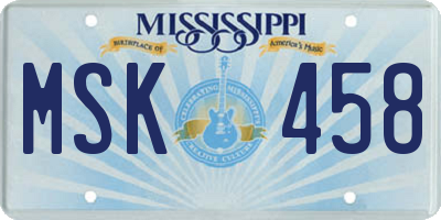 MS license plate MSK458