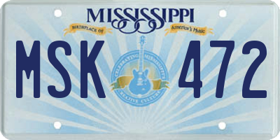MS license plate MSK472
