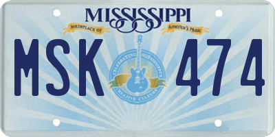 MS license plate MSK474