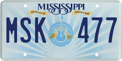 MS license plate MSK477