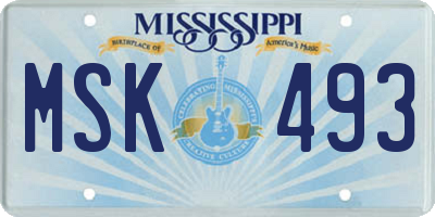 MS license plate MSK493