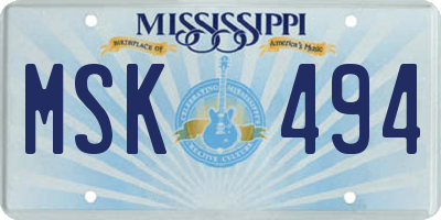 MS license plate MSK494