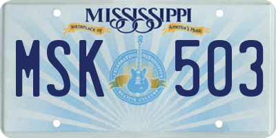 MS license plate MSK503