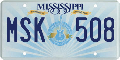 MS license plate MSK508