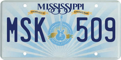 MS license plate MSK509