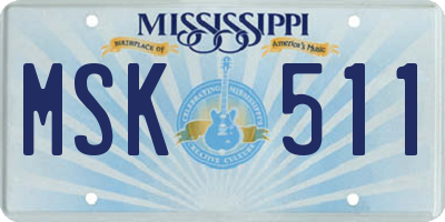 MS license plate MSK511