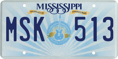 MS license plate MSK513