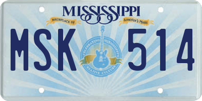 MS license plate MSK514
