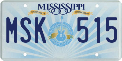 MS license plate MSK515