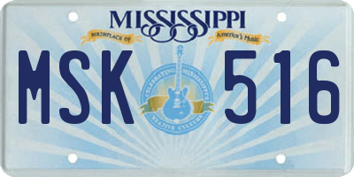 MS license plate MSK516