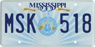 MS license plate MSK518