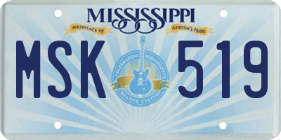 MS license plate MSK519