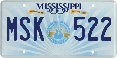 MS license plate MSK522