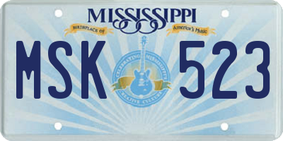 MS license plate MSK523