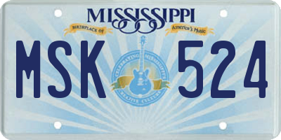 MS license plate MSK524