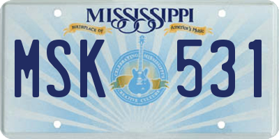 MS license plate MSK531