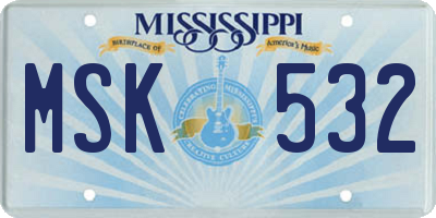 MS license plate MSK532