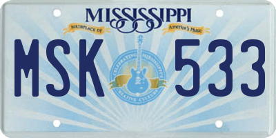 MS license plate MSK533