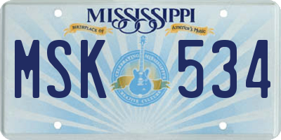 MS license plate MSK534