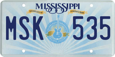 MS license plate MSK535