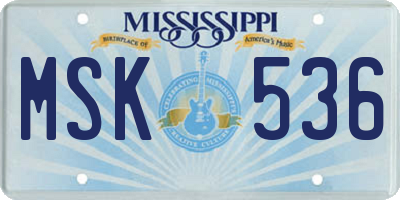 MS license plate MSK536