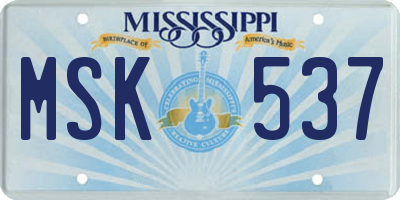 MS license plate MSK537