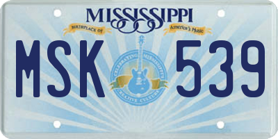 MS license plate MSK539