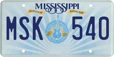 MS license plate MSK540
