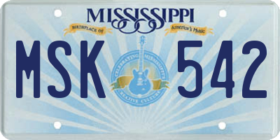 MS license plate MSK542