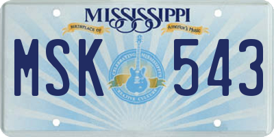 MS license plate MSK543