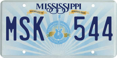 MS license plate MSK544