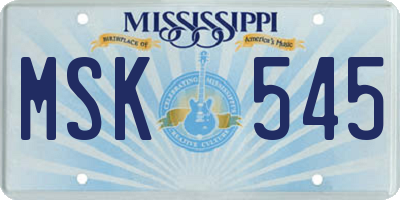 MS license plate MSK545
