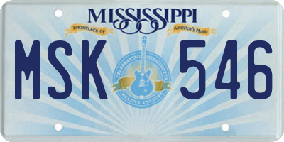 MS license plate MSK546