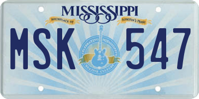 MS license plate MSK547