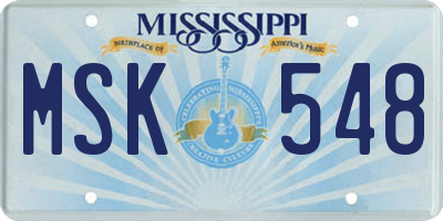 MS license plate MSK548