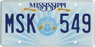 MS license plate MSK549
