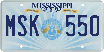 MS license plate MSK550