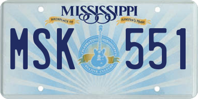 MS license plate MSK551