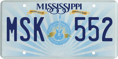 MS license plate MSK552