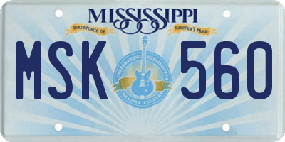 MS license plate MSK560