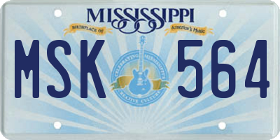 MS license plate MSK564