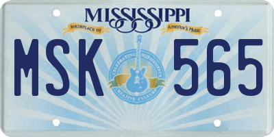 MS license plate MSK565