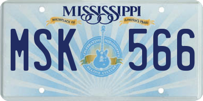 MS license plate MSK566