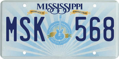 MS license plate MSK568