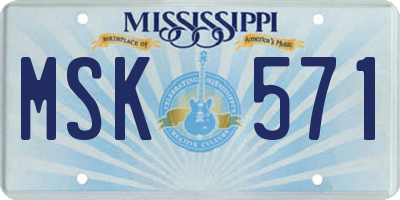 MS license plate MSK571