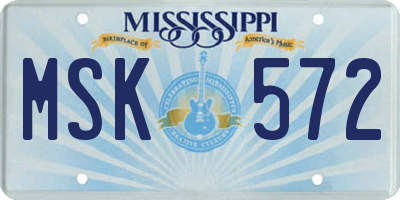 MS license plate MSK572